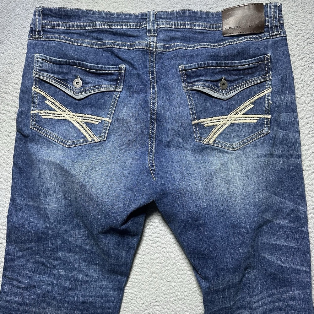 TK AXEL Slim Boot Jeans 40x30 (40x28)Thick Stitch Flex Denim Flap Pocket Western